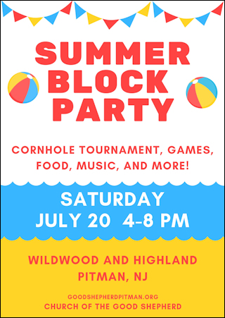 Summer Block Party, July 20th, 4-8 p.m.